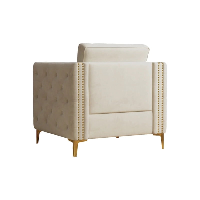 Accent Chair for Living Room Upholstered Arm Chair with Metal Legs Velvet