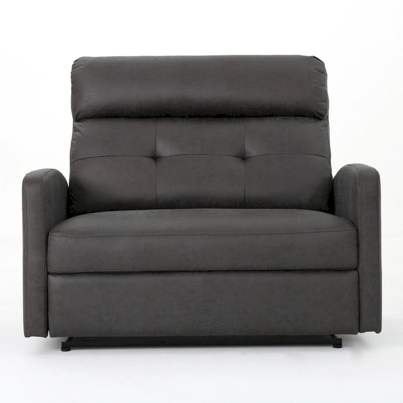 Oversized Power Recliner Chair Wide Seat Split Tufted Back Slate Gray Microfiber