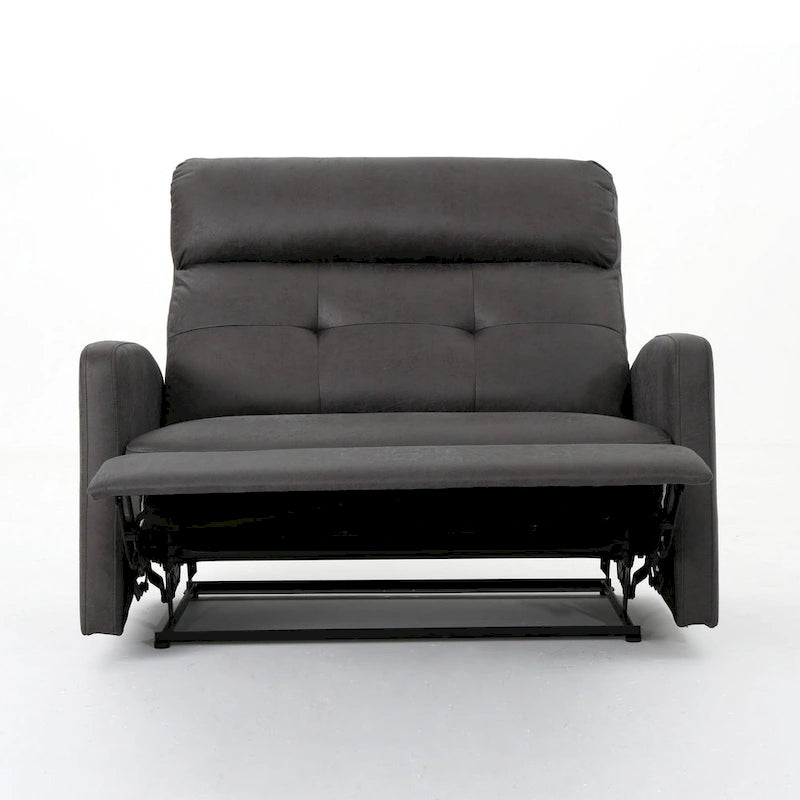 Oversized Power Recliner Chair Wide Seat Split Tufted Back Slate Gray Microfiber