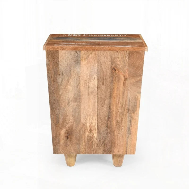 Reclaimed Wood Nightstand 3 Drawer Side Table Rustic Distressed Natural