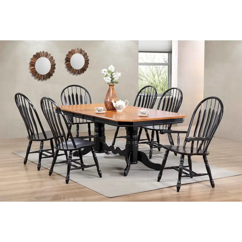 Windsor Solid Wood Dining Side Chair Set of 2 Scooped Seat Turned Legs