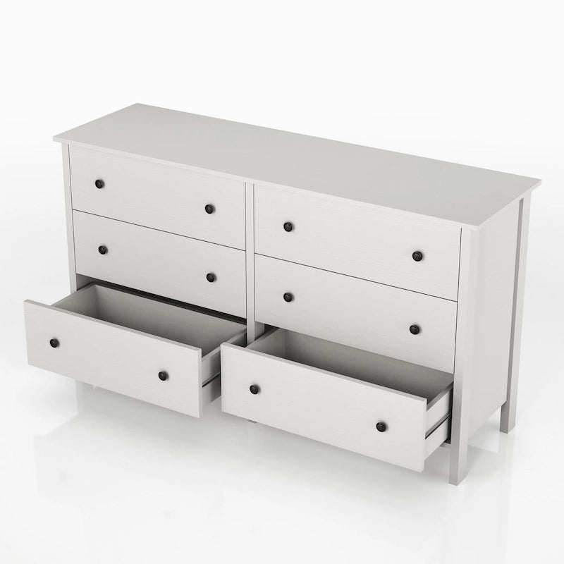 Transitional Dresser Round Knobs Square Post Legs 3-Drawer or 6-Drawer Black White