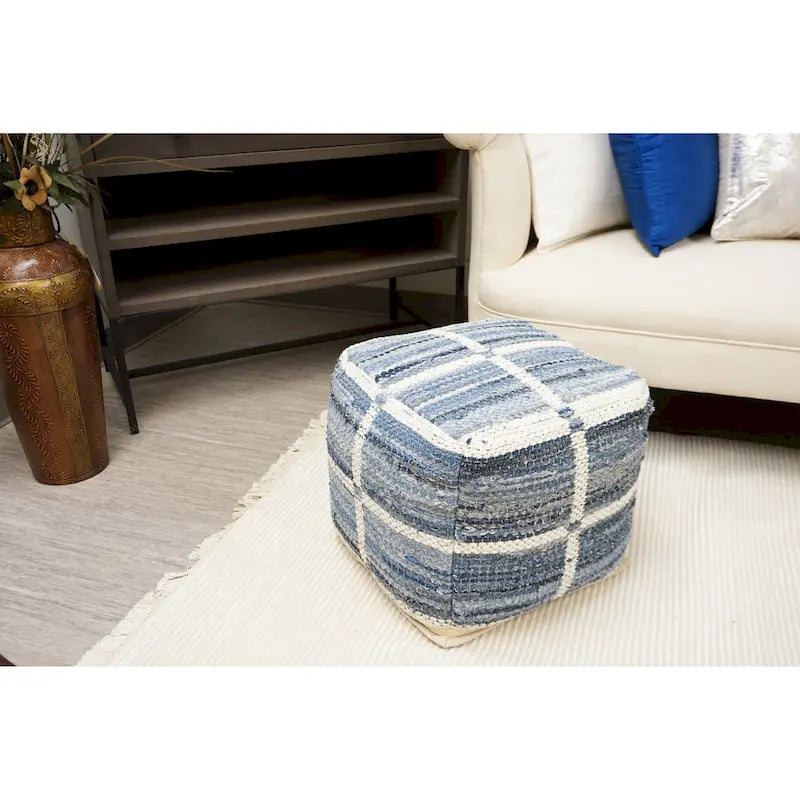 Home&Manor Wool Cotton Marinez Pouf