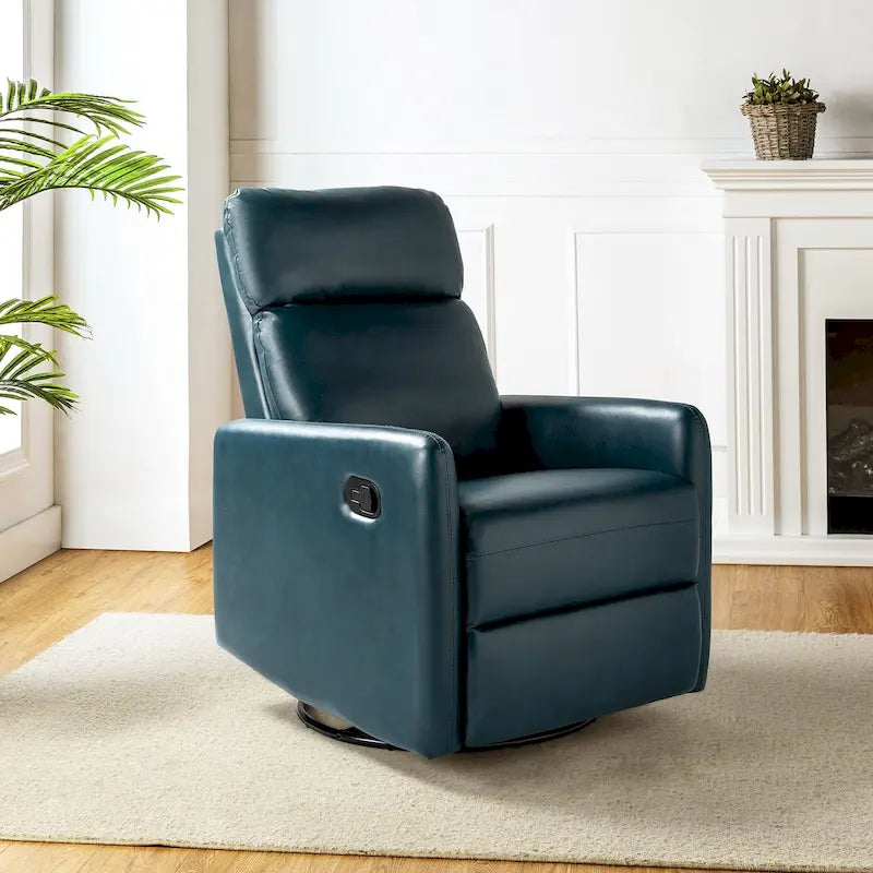 Manual Swivel Recliner High Back Polyester Upholstery Metal Swivel Base