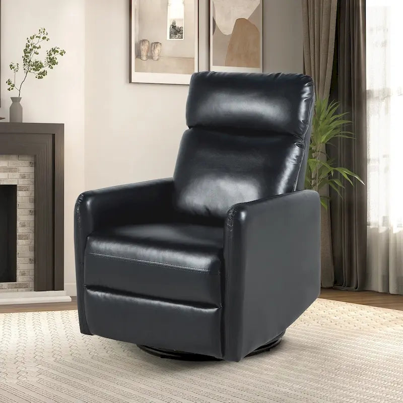 Manual Swivel Recliner High Back Polyester Upholstery Metal Swivel Base