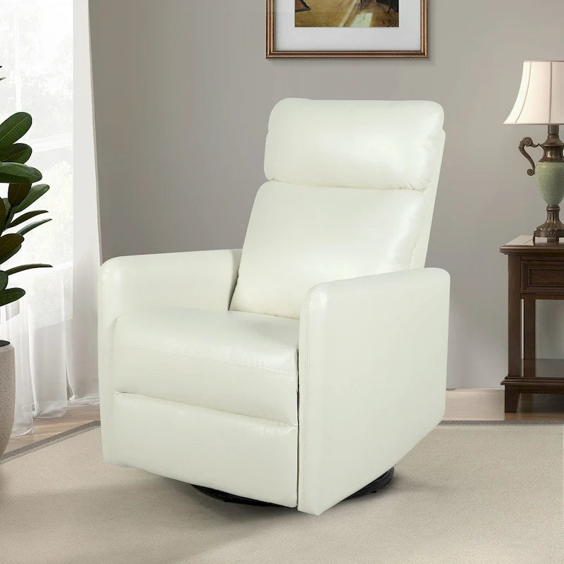 Manual Swivel Recliner High Back Polyester Upholstery Metal Swivel Base