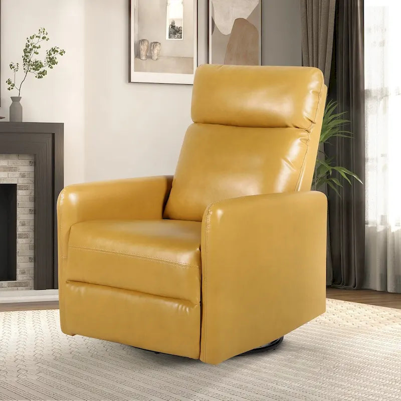 Manual Swivel Recliner High Back Polyester Upholstery Metal Swivel Base