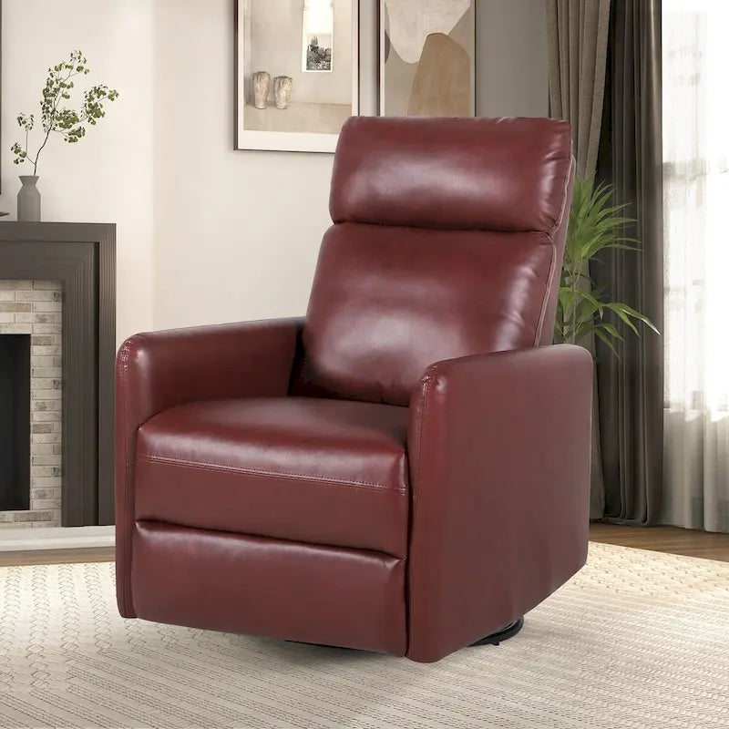 Manual Swivel Recliner High Back Polyester Upholstery Metal Swivel Base