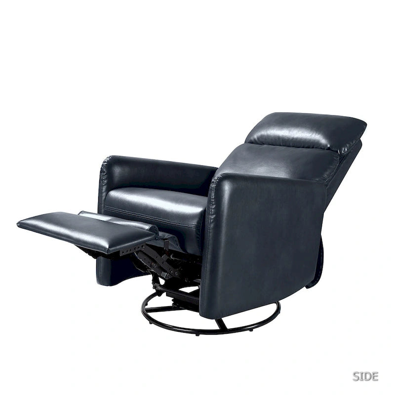 Manual Swivel Recliner High Back Polyester Upholstery Metal Swivel Base