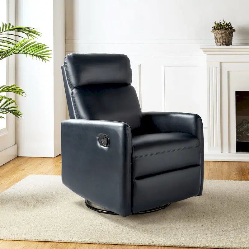 Manual Swivel Recliner High Back Polyester Upholstery Metal Swivel Base
