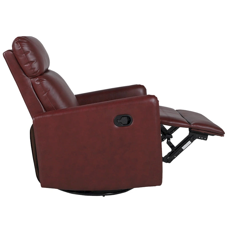 Manual Swivel Recliner High Back Polyester Upholstery Metal Swivel Base