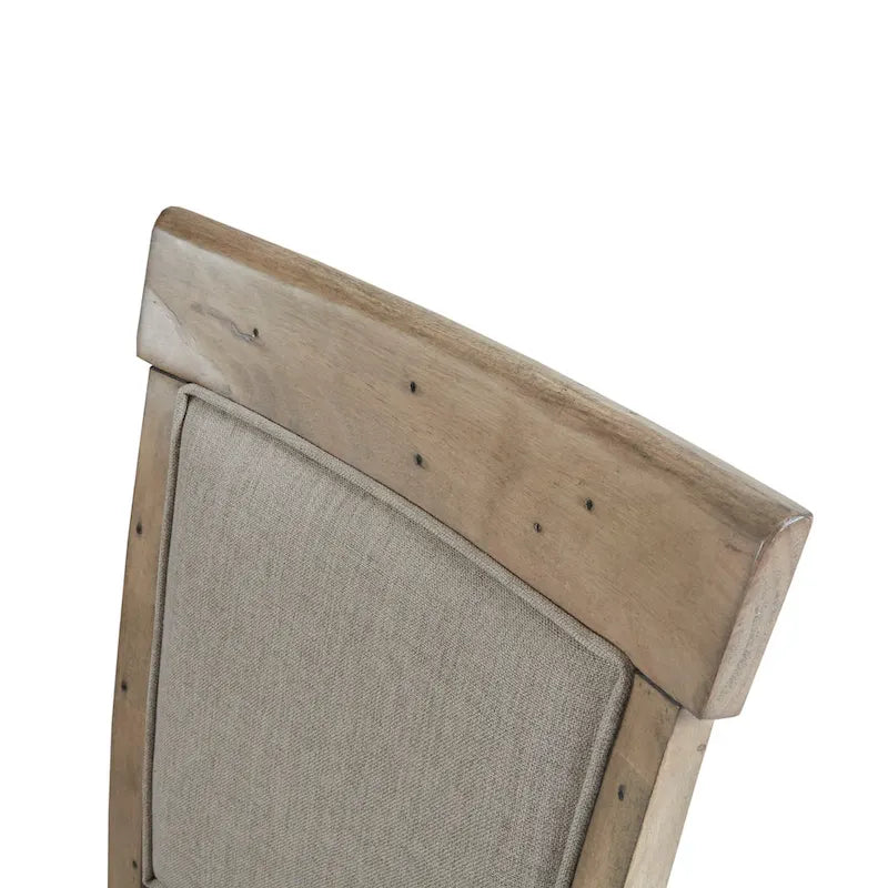 Rustic Upholstered Dining Side Chair Hand-Distressed Solid Wood Frame Grey