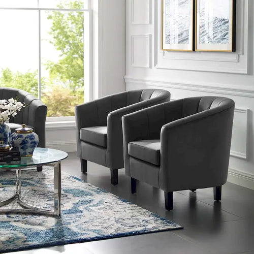 Silver Orchid Streitmann Channel Tufted Velvet Armchair (Set of 2)
