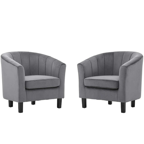 Barrel Armchair Channel Tufted Performance Velvet Rubberwood Legs Set of 2