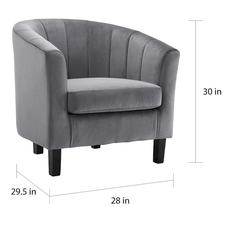 Barrel Armchair Channel Tufted Performance Velvet Rubberwood Legs Set of 2