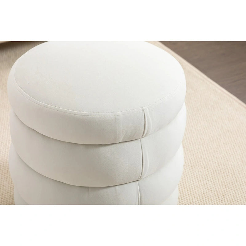 Round Velvet Ottoman Stool Tiered Cushion Design Living Room Bedroom Multi-Color