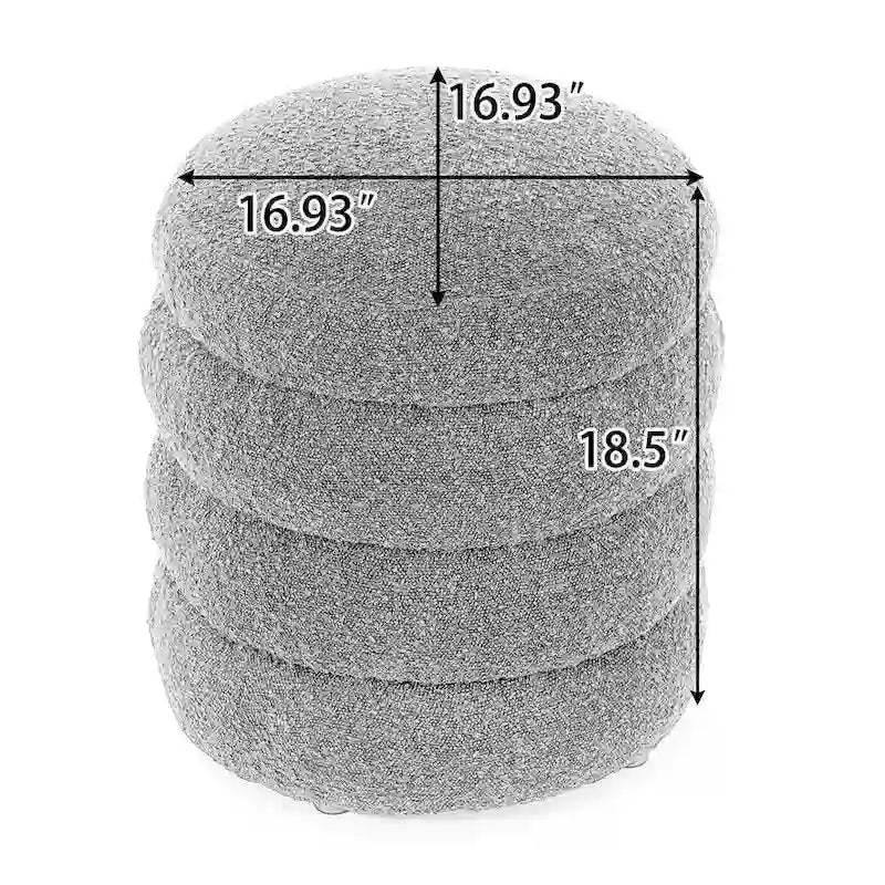 Round Velvet Ottoman Stool Tiered Cushion Design Living Room Bedroom Multi-Color