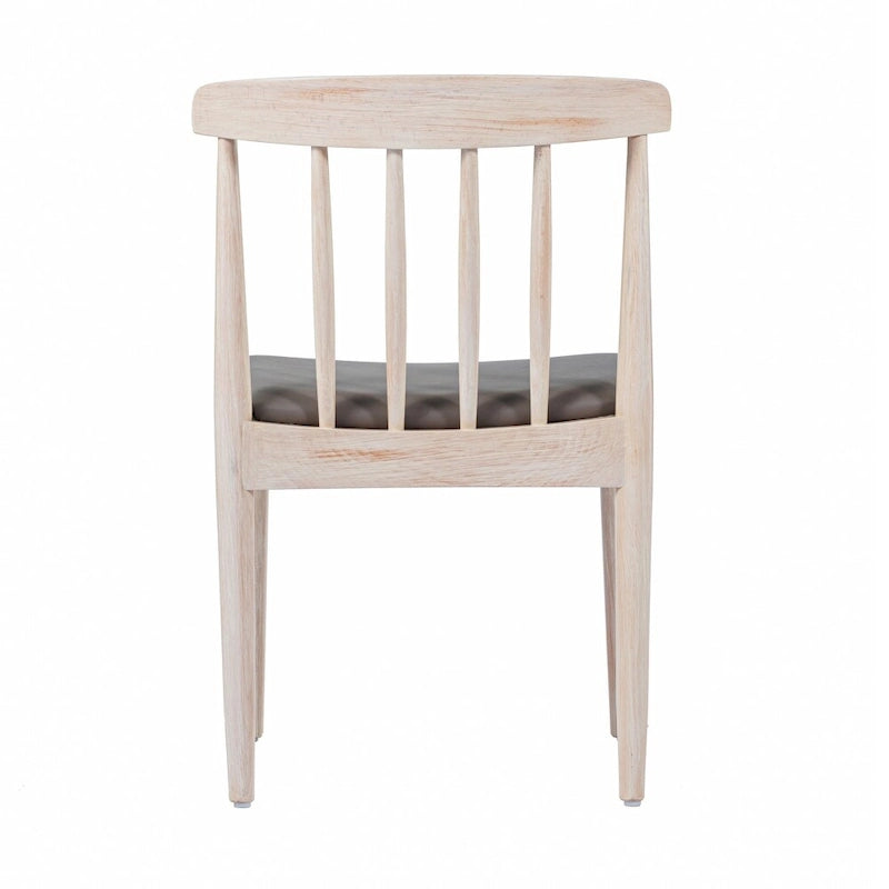 Commercial Solid Beechwood Dining Chair Set of 2 Spindle Back Vinyl Padded Seat