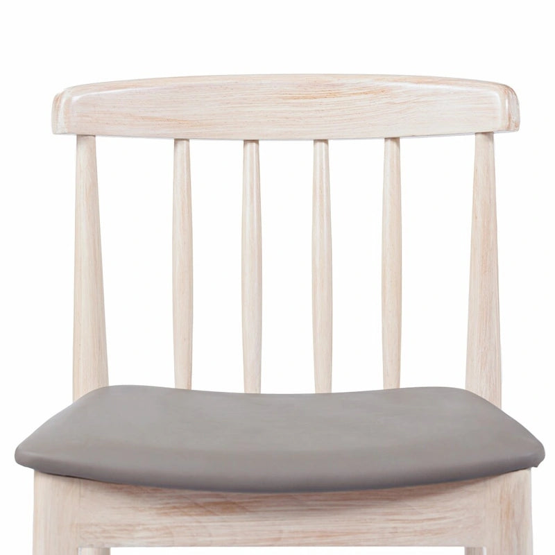 Commercial Solid Beechwood Dining Chair Set of 2 Spindle Back Vinyl Padded Seat