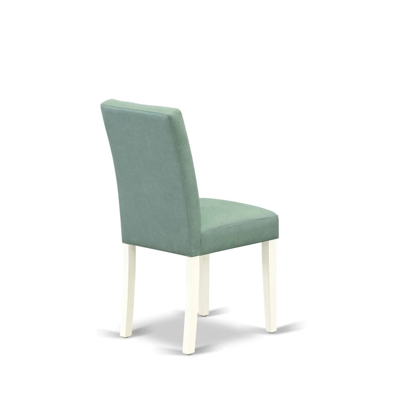 Parsons Dining Chair Button Tufted Back Faux Leather Upholstery Rubberwood Legs Set of 2