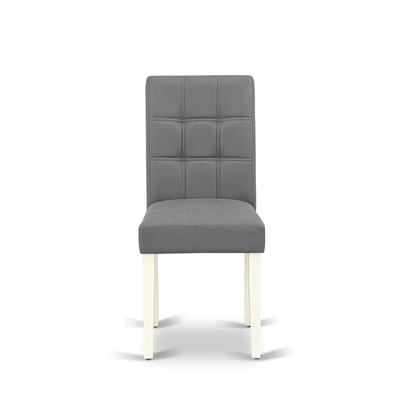 Parsons Dining Chair Button Tufted Back Faux Leather Upholstery Rubberwood Legs Set of 2