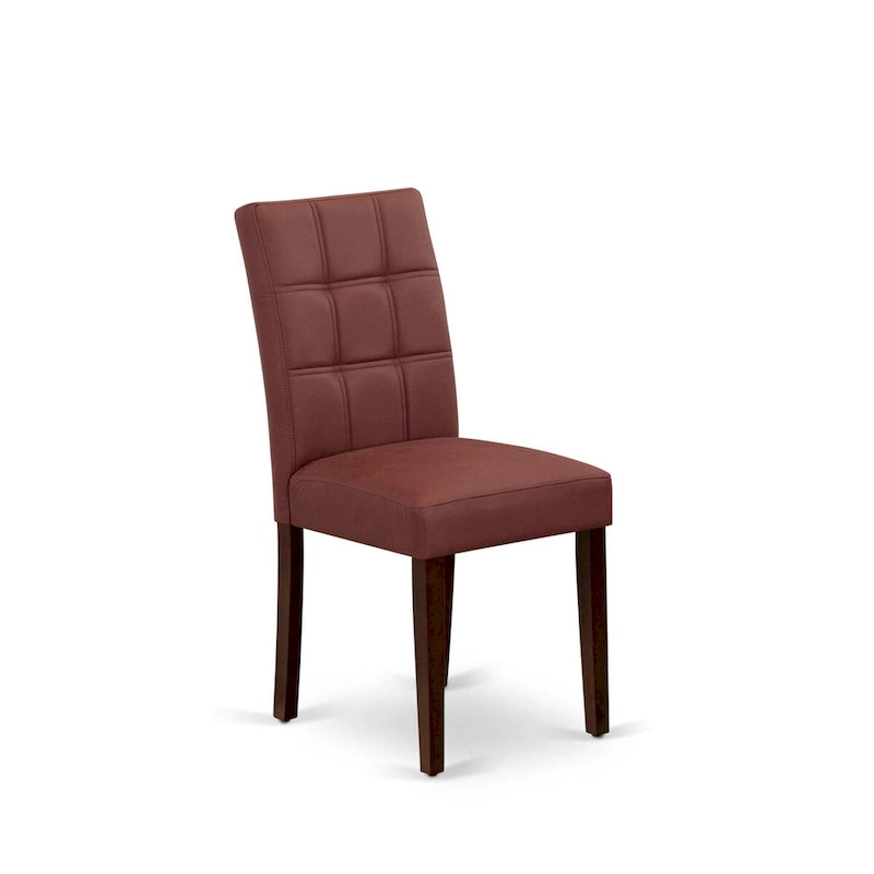 Parsons Dining Chair Button Tufted Back Faux Leather Upholstery Rubberwood Legs Set of 2