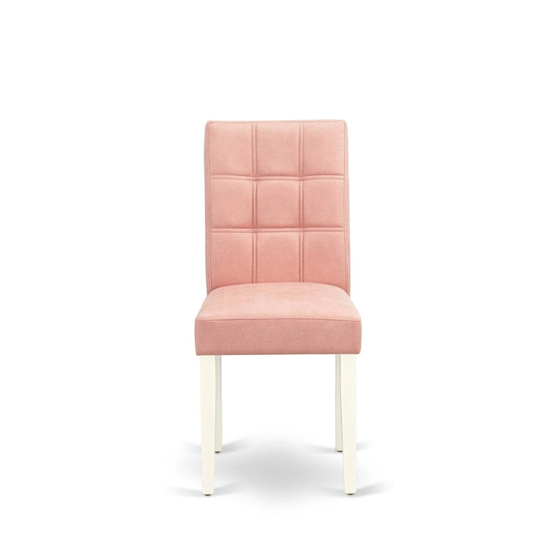 Parsons Dining Chair Button Tufted Back Faux Leather Upholstery Rubberwood Legs Set of 2