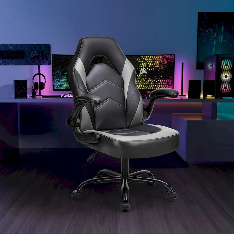 Ergonomic Gaming Office Chair with Flip-Up Armrests Black Multi-Color