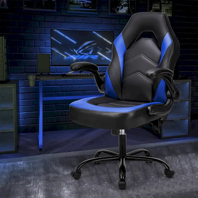Ergonomic Gaming Office Chair with Flip-Up Armrests Black Multi-Color