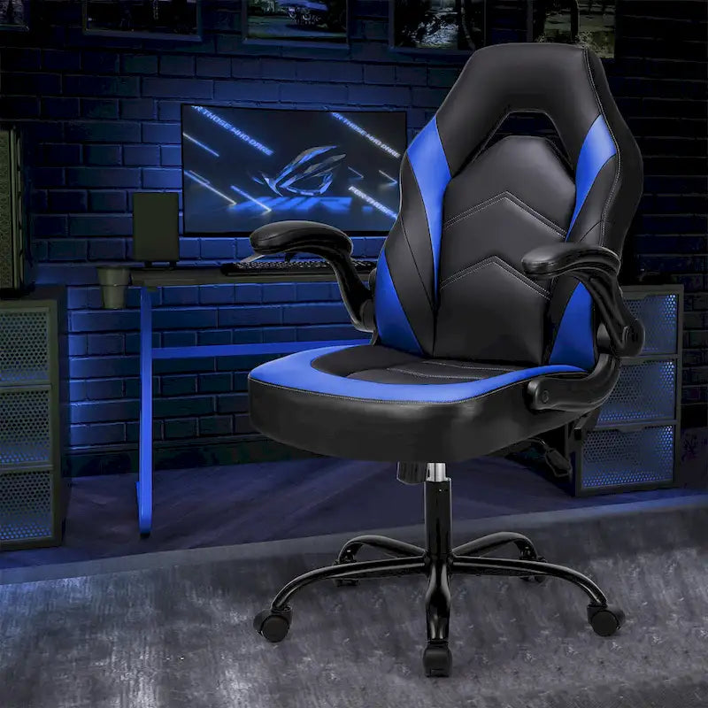 Ergonomic Gaming Office Chair with Flip-Up Armrests Black Multi-Color