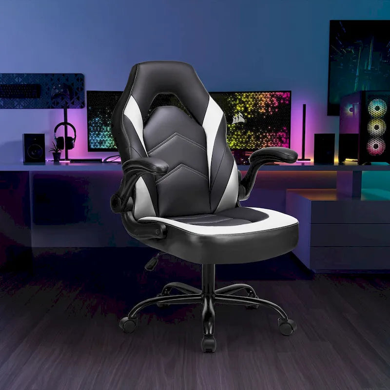 Ergonomic Gaming Office Chair with Flip-Up Armrests Black Multi-Color