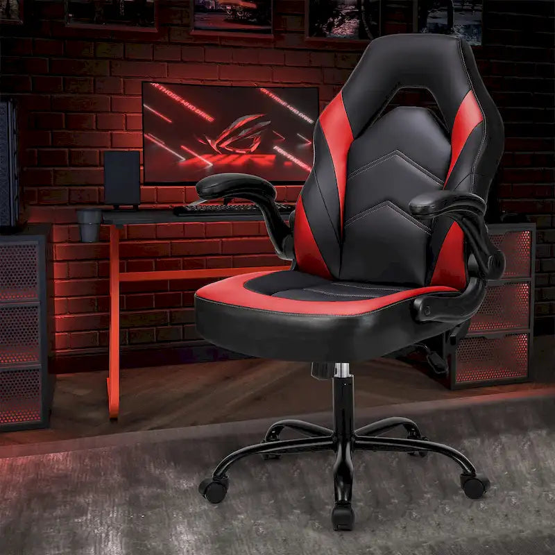 Ergonomic Gaming Office Chair with Flip-Up Armrests Black Multi-Color