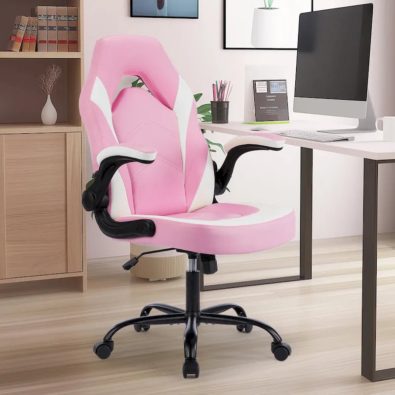 Ergonomic Gaming Office Chair with Flip-Up Armrests Black Multi-Color