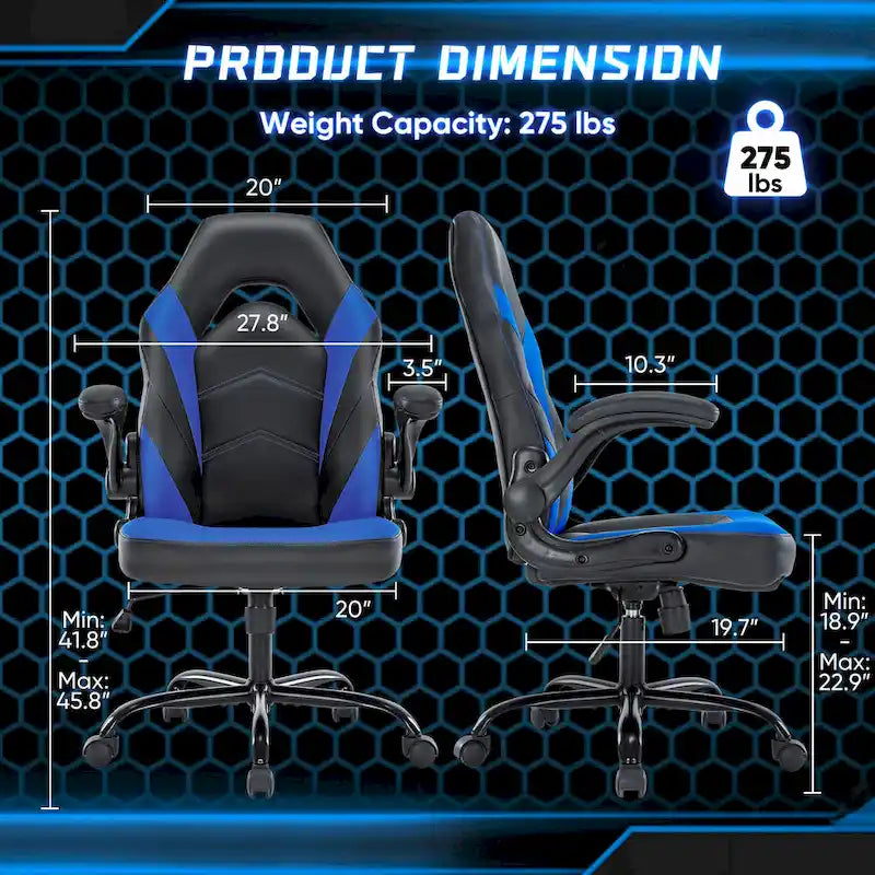 Ergonomic Gaming Office Chair with Flip-Up Armrests Black Multi-Color