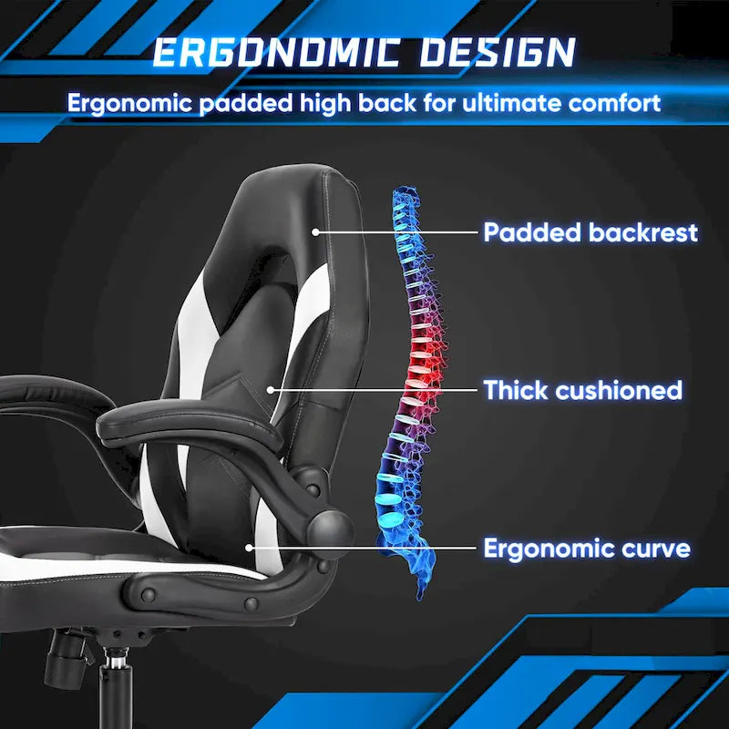 Ergonomic Gaming Office Chair with Flip-Up Armrests Black Multi-Color