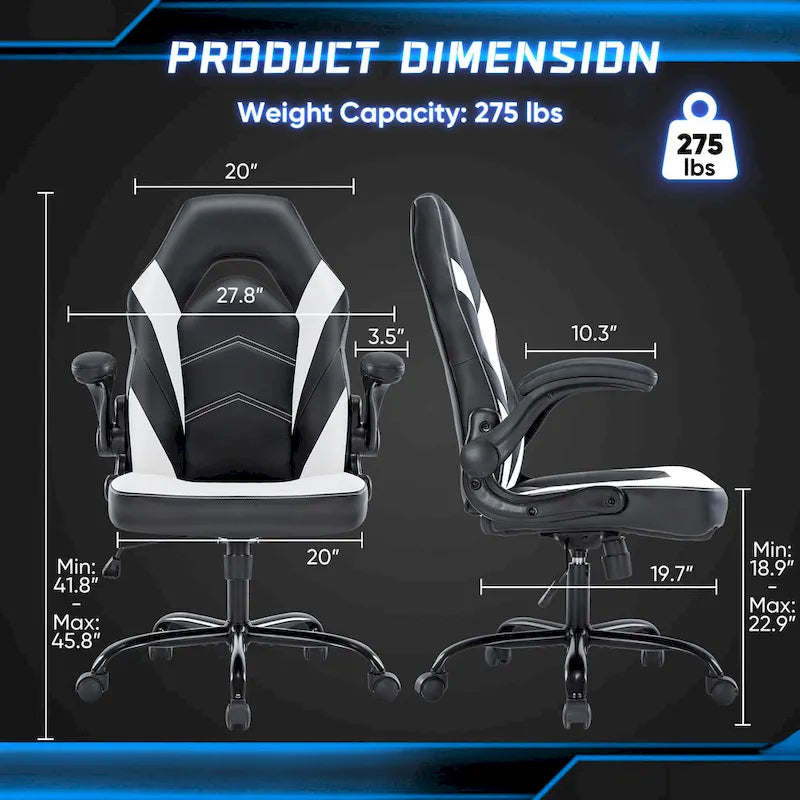 Ergonomic Gaming Office Chair with Flip-Up Armrests Black Multi-Color