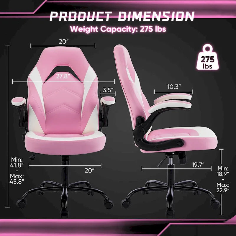 Ergonomic Gaming Office Chair with Flip-Up Armrests Black Multi-Color