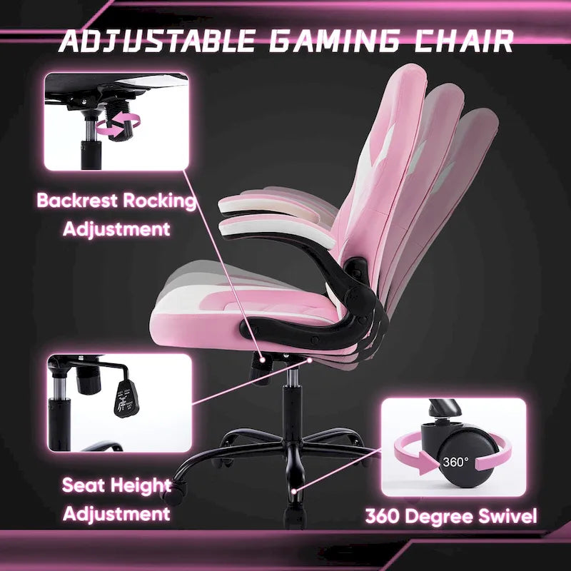 Ergonomic Gaming Office Chair with Flip-Up Armrests Black Multi-Color