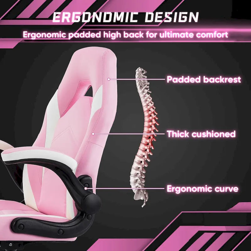 Ergonomic Gaming Office Chair with Flip-Up Armrests Black Multi-Color