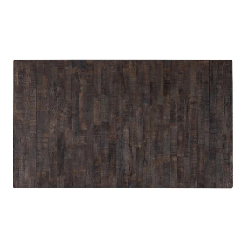 Farmhouse Trestle Dining Table Two-Tone Distressed Two 18-Inch Leaves Seats 8 Rubberwood