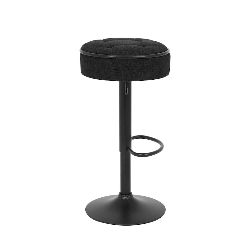 Round Storage Bar Stool Set of 2,Faux Leather Height Adjustable Barstool, 360Counter Height Swivel Stool