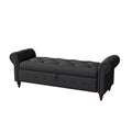 Storage Ottoman Bench 63 Inch Rolled Arms Button Tufted Lid Turned Wood Legs 7 Colors